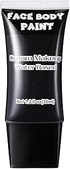 Black Face Paint, Professional Face Painting Kit, Cream FX Water Based Body Paint, Full Coverage Foundation Makeup, SFX Makeup For Halloween Clown Joker Skeleton Spider Zombie Vampire Cosplay
