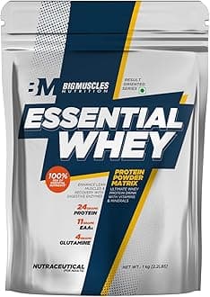 Bigmuscles Nutrition Essential Whey Protein [Dutch Chocolate]|24 G Protein/Serving With Digestive Enzymes,Vitamin & Minerals|Improved Strength,Faster Recovery & Muscle Building,1000 Grams