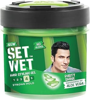 Set Wet Styling Hair Gel for Men - Party Shine, 250gm | Strong Hold, High Shine |For Short to Medium Hair| No Alcohol, No Sulphate