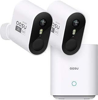 aosu Security Cameras Wireless Outdoor Home System, True 2K HD Night Vision, No Subscription, 240-Day Battery Life, 166° Wide View, Spotlight & Siren Alarm, Motion Alert, Support 2.4 & 5GHz WiFi
