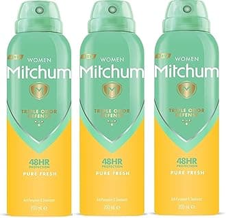 Mitchum Triple Odor Defense Antiperspirant for Women Pure Fresh Deodrant Body Spray 200ml 3 Pack With Free Fragrance Gift