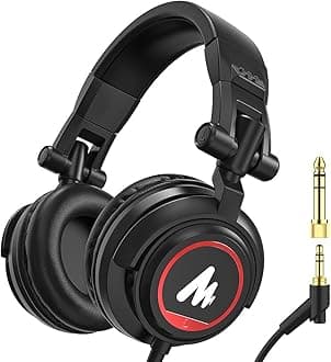 MAONO AU-MH501 Over-Ear Studio Monitoring Headphones for Recording Studio, Youtuber, Music Creation with 50mm Driver and Lightweight Foldable Design