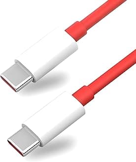 65W Oneplus Original Type C Supervooc Fast Data Charging Cable for Oneplus 12/12R/11/11R/10 Pro/10R/10T/9/9R/9Rt/8/Nord Ce4/Ce3/Ce 3 Lite/Nord 3/2/2T/Ce 2/Ce2 Lite 5G/Open, Support Warp 65 W Cord, Red