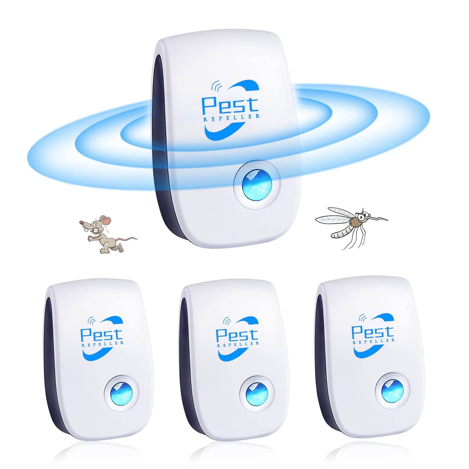 Ultrasonic Pest Repeller, 4 Pack Plug-in Insect Repeller and Electronic Pest Repellent Indoor Pest Control Insect and Spider Repellent for Anti Mosquitoes, Rat, Spider, Rodent, Fly