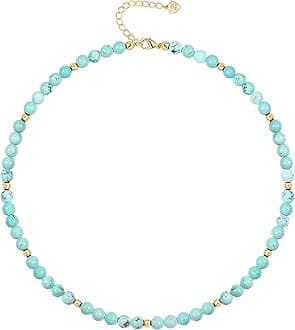 Turquoise Beaded Choker Necklace Chakra Stone Necklace Adjustable
