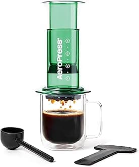 AeroPress, Green Coffee Maker, Filter Included, French Press, Espresso, Iced Coffee, Unbreakable, Pressure Extraction
