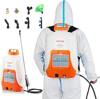 Battery Powered Backpack Sprayer, 0-90 PSI Adjustable Pressure, 4 Gallon Tank, Back Pack Sprayer with 8 Nozzles and 2 Wands, 12V 8Ah Battery, Wide Mouth Lid for Weeding, Spraying, Cleaning