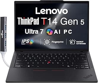 Lenovo ThinkPad T14 Gen 5 AI Business Laptop 14.0" IPS FHD+ (Intel Core Ultra 7 155U(>i7-13700H), 32GB DDR5, 512GB SSD, Copilot, Backlit KB, Fingerprint, 2 Thunderbolt 4, 5MP Webcam, DKZ Hub, Win11P)