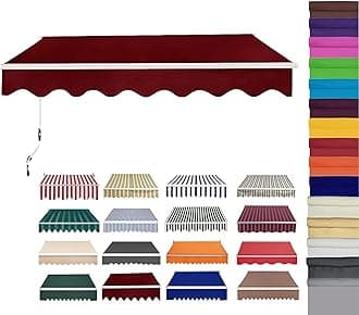 Retractable Patio Awning Replacement Fabric (Without Frame) Waterproof Shade Sun Shade Awning Cover Outdoor Patio Canopy Sunsetter Deck Awnings Polyester(F,(18x12ft) 5.5x3.65m)