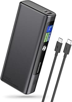 POWERΛDD PRO 130W Power Bank, 18400mAh Laptop Portable Charger, 3-Port USB C PD Battery Pack, Extenal Smart Digital Display, Compatible with iPhone16/15/14/13, Samsung, iPad, MacBook, Laptop etc.