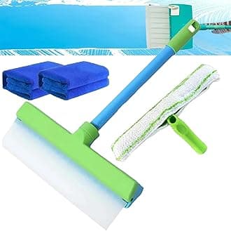 – 3 in 1 Window Cleaning Scraper aqua blade squeegee & Rotatable Rubber Squeegee and Microfiber Scrubber (Green)