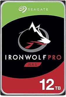 Seagate IronWolf Pro 12TB NAS Internal Hard Drive HDD 3.5 Inch SATA 6Gb/s 7200 RPM 256MB Cache for RAID Network Attached Storage Data Recovery Service