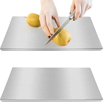Stainless Steel Cutting Boards with Lip for Kitchen, Metal Chopping Board, Large Countertop Cutting Board for Meat, Fruits, Vegetables, Bread Noodle, Pizza and Baking(COLOR:silver)