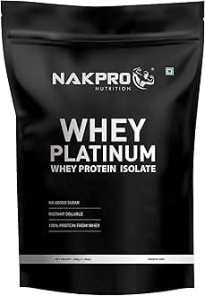 NAKPRO Platinum Whey Protein Isolate 500g Chocolate | 28g Protein, 6.4g BCAA | Trustified Certified 100% Authentic Supplement Powder & No Adulteration | Low Carbs, Fast Absorbing Whey Protein Powder