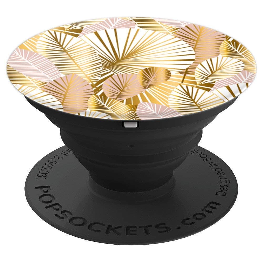 Pop Socket Palm Leaves Pink White Pattern - PopSockets Grip and Stand for Phones and Tablets