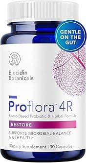 Biocidin Proflora 4R Spore Probiotic - Digestive Health Probiotics for Women & Men - Clinically Researched Bacillus Strains & Organic Aloe, Marshmallow Root for Gut Support (30 Vegan Capsules)