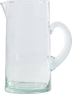 Moroccan Glass Cone Jug by Verve CULTURE | Handblown Water Pitcher, Clear | 36 Fl. Oz.