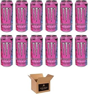 Monster Energy Drink Flavours | Juiced, Zero Sugar, Ultra, Monarch, Fiesta Mango, Strawberry Dreams, VR46, Punch | High Caffeine Sports Energy Drink (Ultra Fantasy Ruby Red - 500ml x 12Pack)