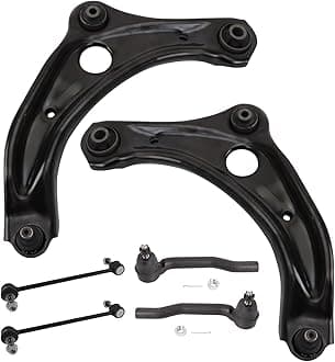 TRQ Front Steering & Suspension Kit Control Arm with Ball Joint Sway Bar Stabilizer Link Tie Rod Compatible with 2018-2021 Nissan Kicks 2020 Versa