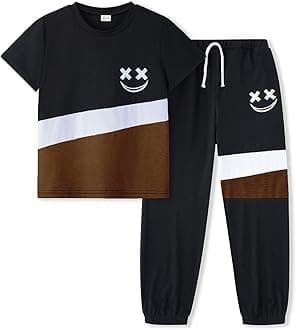 Size 6-12 Years Boys Summer/Spring Outfits Set Short Sleeve T-Shirt & Pants Boys Fall Clothes Sets