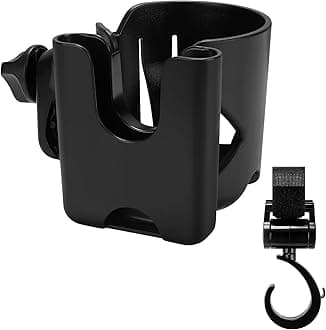 Accmor Universal Cup Holder with Hook, Stroller Cup Holder with Phone Holder, 360° Rotatable Large Caliber Designed Bottle Holder for Stroller, Bike, Wheelchair, Walker, Scooter