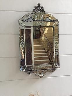 Verticle Venetian Mirror Decorative Mirror Traditional Mirror Designer Art Mirror Living Room Mirror for Living Room Color Silver 18"x32" Inces SVM 85