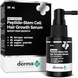 The Derma Co. 20% Actives Peptide Stem Cell Hair Growth Serum, 30ml With Foligen Analupe, Anagain, Copper Peptide, Redensyl, Reduces Hair Fall & Breakage, Promotes Healthy Scalp, All Hair Types