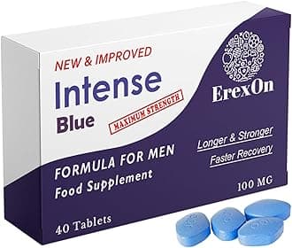 Intense Blue 40 Tablets - 100MG Powerful and Fast Acting Blue Pills for Men - Strong Male Performance & Enhancement - Natural Pill Supplement for Boost Stamina & Health Support
