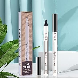 Eyebrow Pen, Liquid Eyebrow Pen, Waterproof Brow Pencil with Eyebrow Tattoo Pen, Smudgeproof Long Lasting Fine Sketch Microblading Pen, 02- BROWN