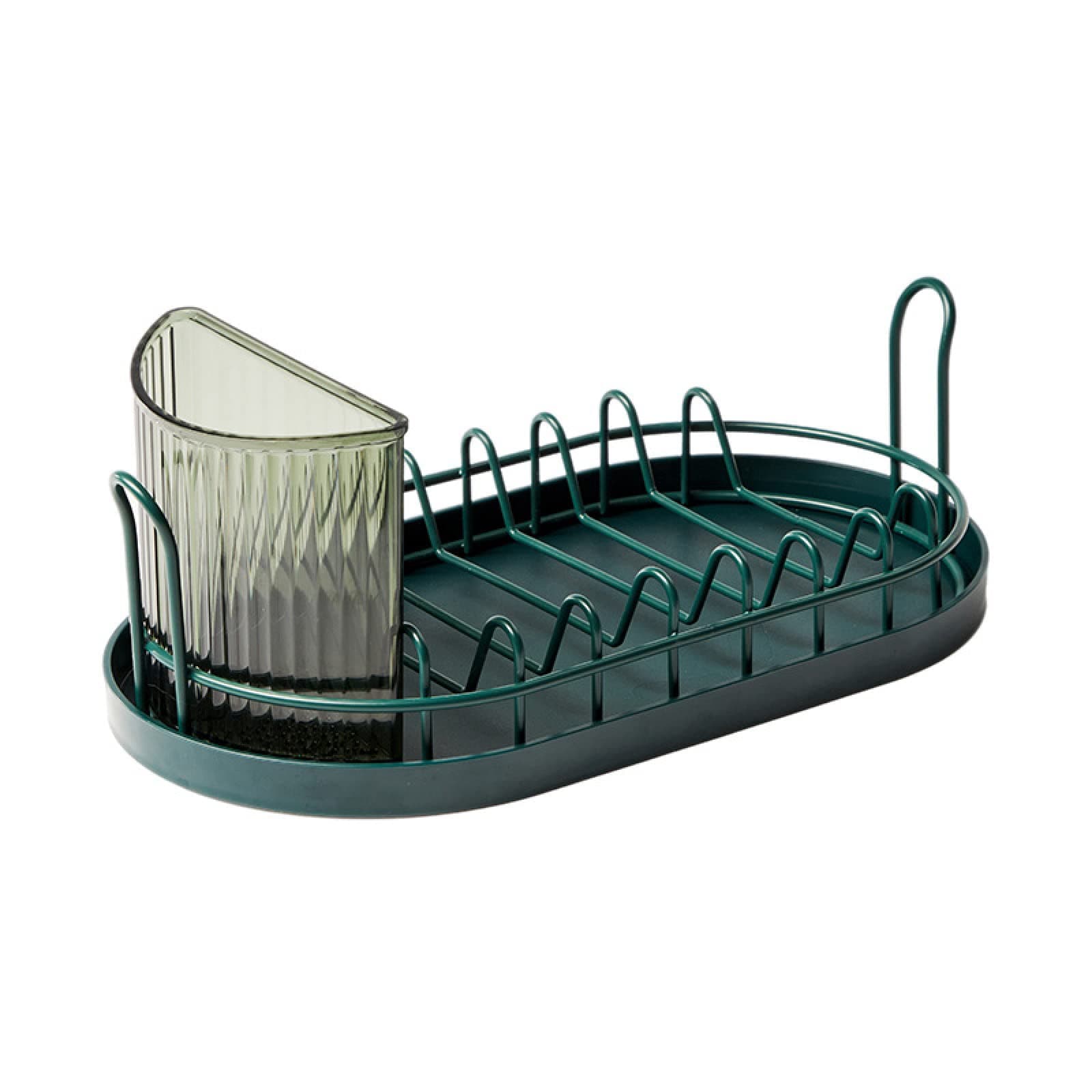 KEZE Dish Drying Rack, 3 Piece Sturdy Kitchen Sink Side Draining Kitchen Counter Top Chrome Dish Drying Rack, Dish Rack and Drainboard Set with Utensil Holder