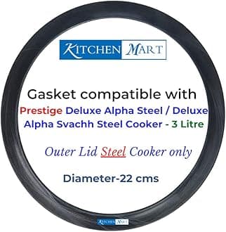 Kitchen Mart Gasket compatible with Prestige Deluxe Alpha / Deluxe Alpha Svachh Steel Pressure cooker (3 Litres)