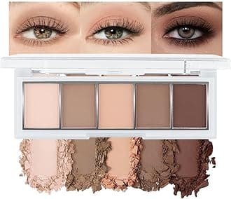 5 Colors Matte Eyeshadow Makeup Palette,Nude Pink Light Dark Brown Taupe Natural Neutral Eye Shadow Palette,Long Lasting Waterproof Naturing-Looking Women Girls Eye Shadow