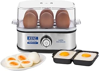 KENT Super Egg Boiler | 3 Boiling Modes | Stainless Steel Body and Heating Plate | 6 Eggs at a Time | Automatic Turn-Off | Silver