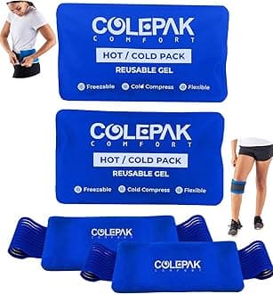 Hot & Cold Ice Packs for Injuries Reusable Gel (4 Pc Set) for Pain Relief, Joint Muscle Soreness Swelling for Knees Back Shoulder Foot