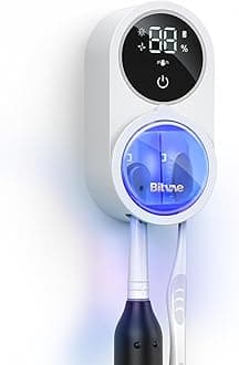 Bitvae Toothbrush Cleaner & Toothbrush Holder, Cleaning and Air Drying, LED Smart Screen, Rechargeable Wall Mount Toothbrush Holder for Bathrooms