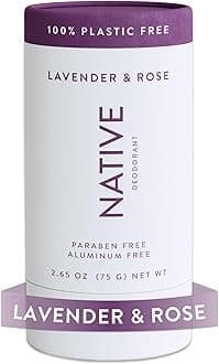Native Plastic Free Deodorant Natural Deodorant for Women and Men, Aluminium Free with Baking Soda, Probiotics, Coconut Oil and Shea Butter Lavender & Rose
