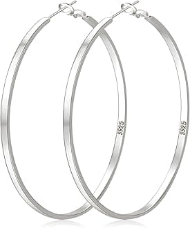 Sterling Silver Hoop Earrings Large Silver Hoop Earrings for Women Lightweight Big Hoops Earring Hypoallergenic Thin Hoops Earring for Women 30/40/50/60/65/70MM