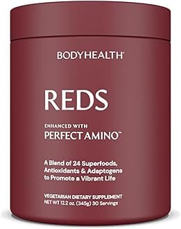 BodyHealth Perfect Reds (30 SVG) Superfood Berry Powder Antioxidant Drink, Fruit Powder Mix for Smoothies with Fruit, Vegetables, Superfoods, Phytonutrients, Fiber, and PerfectAmino Protein