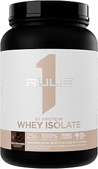 Rule 1 Proteins Naturally Flavored R1 Protein Whey Isolate - Clean Formula with 25g Protein & 6g BCAA Exclusively Isolated & Hydrolyzed Sources for Workout Recovery (1.7 Pounds, Dark Chocolate)