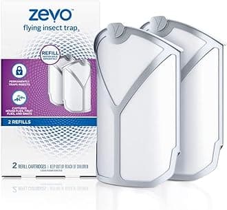 Zevo Flying Insect Trap Refill Kit| Attracts and Traps Insects like Fruit Flies, Gnats, House Mosquitoes Other | Pack Includes 2 cartridges| Device Sold Separately, White