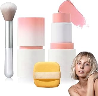 Cream Blush Stick with Brush and Makeup Sponge,Waterproof Multi Cream Makeup Stick,Lightweight,Long-lasting,2 in 1 Multi Blush for Cheeks & Lip Tint & Eyeshadow H