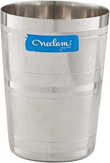 Neelam Stainless Steel 7 22G Diamond Neelam Glass, 400 ml, Silver, Set of 6
