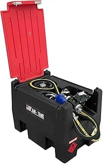 AM-TANK Portable Gas Fuel Tank - Gasoline Can w/ Pump, Plug & Cover Lid, 58 Gal, Red/Black