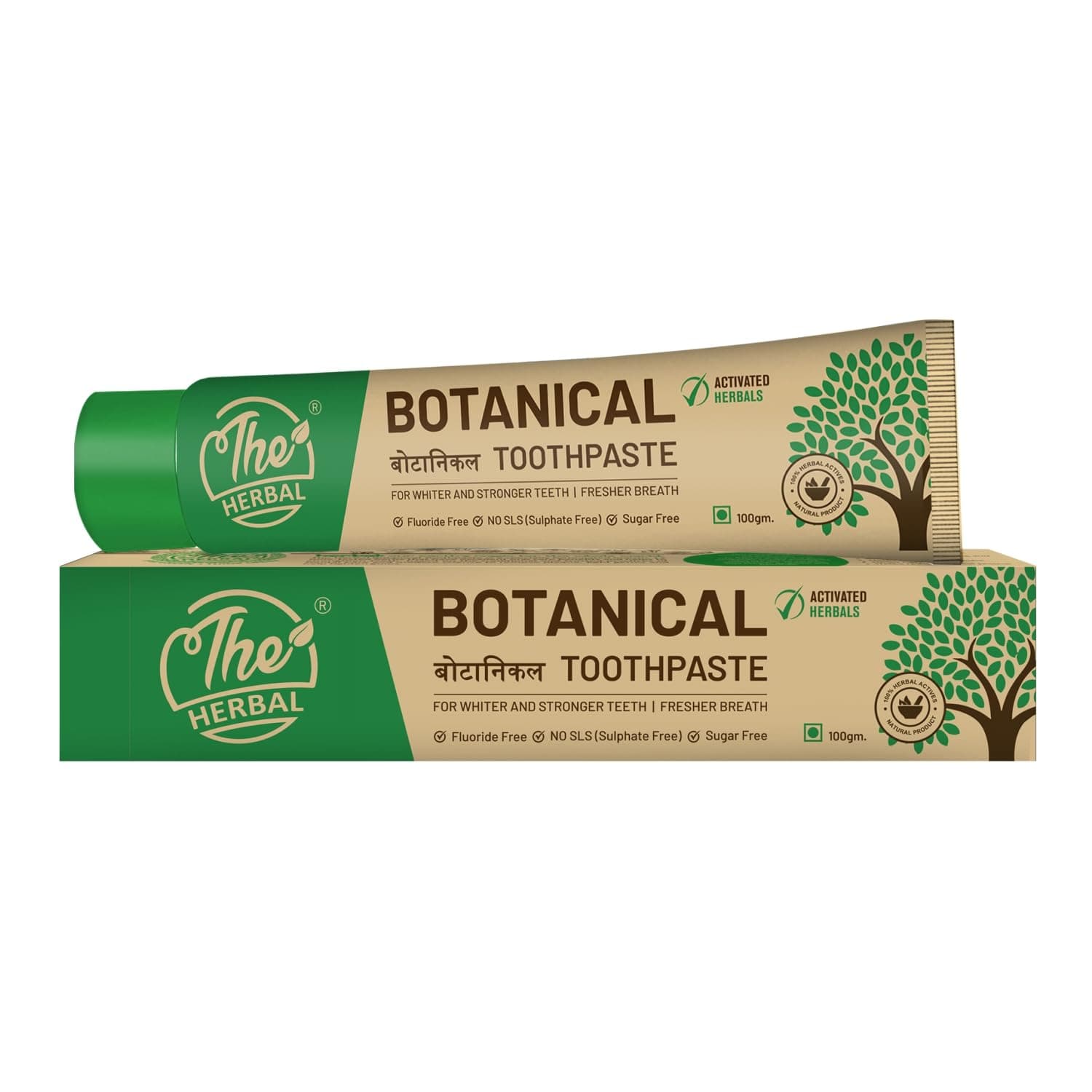 Botanical Toothpaste100g | 100% Herbal Actives | Toothpaste For White Teeth, Stronger Teeth and Fresh Breath | Fluoride Free, No SLS, Sugar Free