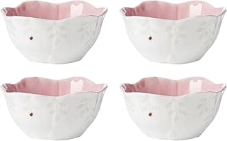 897769 Butterfly Meadow Floral Dessert Bowls, Pink, Set of 4