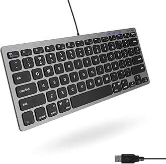 Small USB Wired Keyboard for Mac and Windows - 78 Scissor Keys, 13 Shortcut Compatible Apple Keyboard - Mini Compact USB Computer Keyboard That Saves Space and Looks Great - Space Grey
