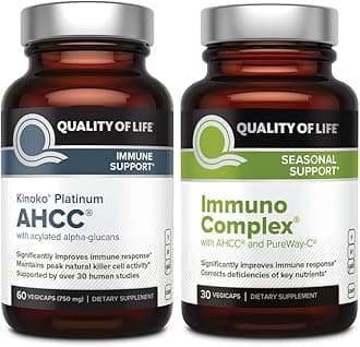 AHCC Kinoko Platinum Mushroom Extract and Immuno Complex Featuring Vitamin C - Ultimate Immune Support Bundle