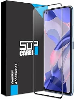 SupCares Tempered Glass for Xiaomi 11 Lite and Xiaomi 11 Lite Ne (6.55 Inch) With Installation Kit | Military-Grade Gorilla Screen Protector | Edge to Edge Coverage | Black