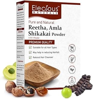 Elecious Naturals Amla, Reetha, Shikakai Powder for Hair 3-in-1 Natural Hair Cleanser 100% Natural, No Chemical, No Preservative SLS, Paraben Free Ready to Use