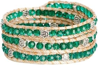 YGLINE Natural Stone Wrap Bracelet for Women Boho Bracelets Healing Crystal Beaded Bracelet Adjustable 3/5 Wraps Bracelet Handmade Birthday Gifts for Women